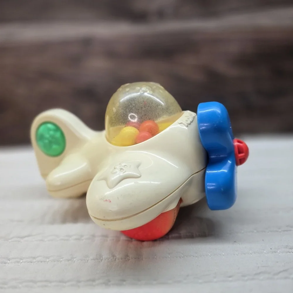Vintage Playskool Toy Plane Airplane 1988 Yellow‎ Blue Rattle Retro